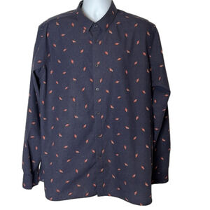 Ted Baker London Mens Pantheo Flecked Slim Fit Button-Down Shirt Navy Size 7